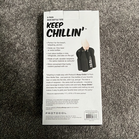 NIB - PROTOCOL - KEEP CHILLIN' 6 Pack Beer Bottle Soft  neoprene Tote - Picture 5 of 11